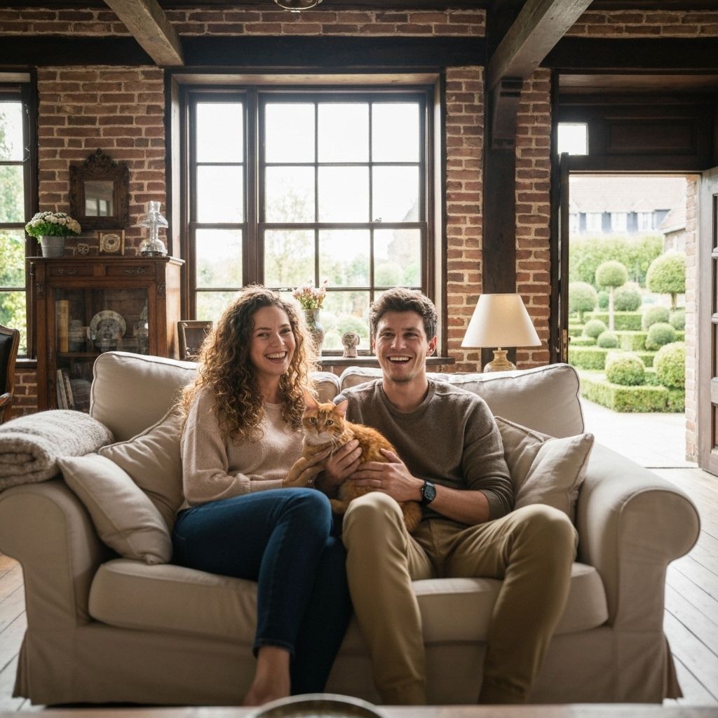 Couple with their cat